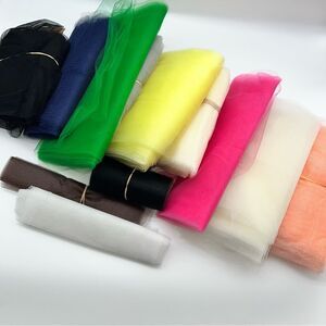 Crafters/Seamstress Lot of 12 Rolls/Spools of Assorted Color Netting and Tulle